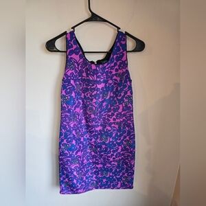 NWT PIM+ Larkin Sleeveless Sheath Dress Women's Sz XS Lined Purple Blue Floral.